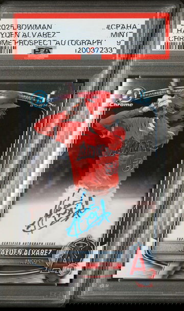 2025 Bowman Chrome Prospect Autograph Hayden Alvarez #CPAHA PSA 9