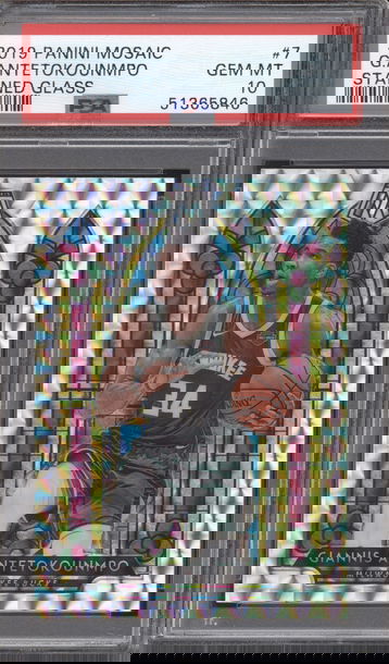 2019 Panini Mosaic 7 Giannis Antetokounmpo Stained Glass PSA 10