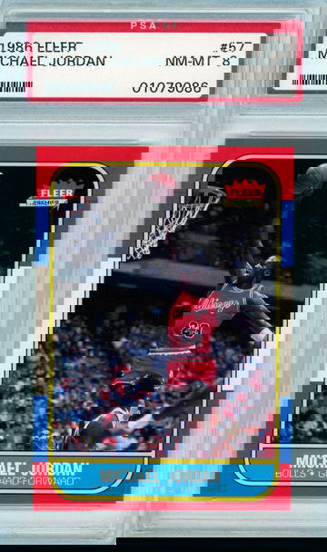 Michael Jordan 1986-87 Fleer Basketball #57 RC Rookie PSA 8 Cert #01079086