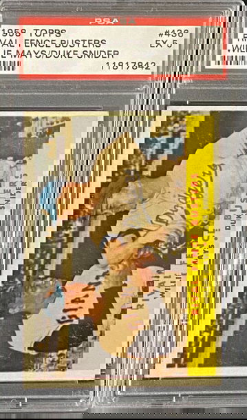 1958 topps rival fence busters duke snider willie mays  psa 5