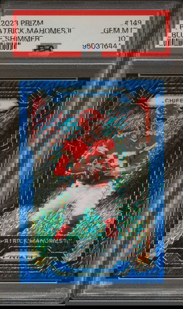2023 Prizm Patrick Mahomes Blue Shimmer 08/25 Patrick Mahomes II PSA 10