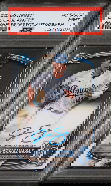 2025 Bowman Chrome Prospect Autograph Jac Caglianone #CPA-JCA /18 PSA 9