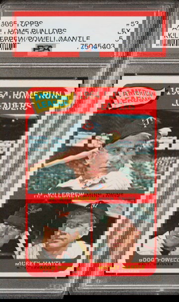 1965 Topps A.L. Home Run Leaders Harmon Killebrew / Blog Powell / Mickey Mantle PSA 5