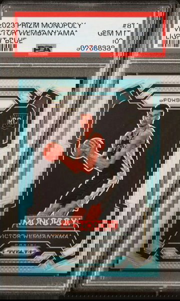 2023 Panini Prizm Monopoly Victor Wembanyama Light Blue RC /199 Psa 10 Rookie