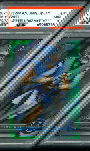 2021 Bowman Green Shimmer Sam Howell #81 /99 PSA 9