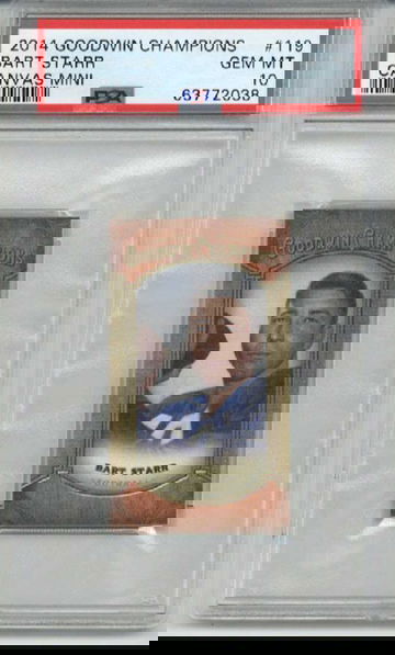 2014 GOODWIN CHAMPIONS CANVAS MINI #119 BART STARR CARD ALABAMA PSA 10 LOW POP