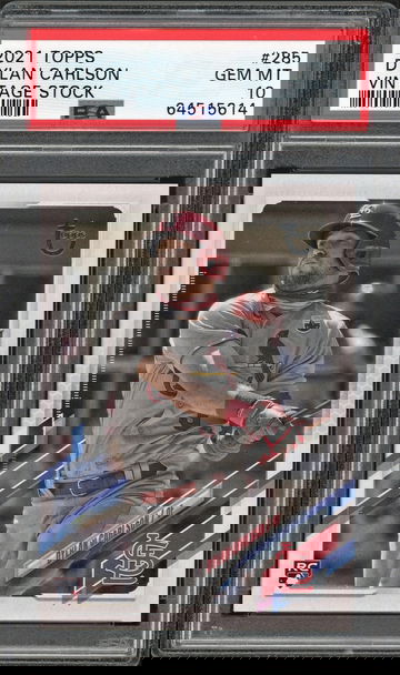 2021 Topps #285 Dylan Carlson RC Vintage Stock /99 PSA 10 Gem Mint