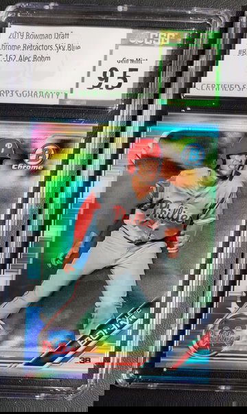 2019 Bowman Chrome Sky Blue Refractor  #BDC162  Alec Bohm RC CSG 9.5 GEM MT