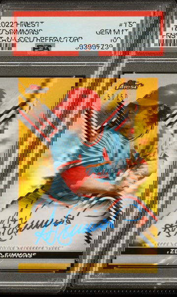 Ted Simmons 2022 Topps Finest Gold Refractor Auto /50 PSA Gem-Mint 10 Slab HOF