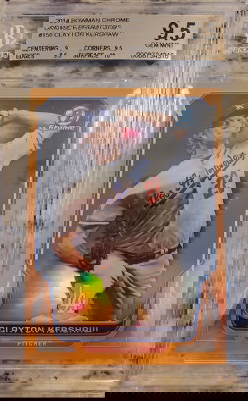2014 Bowman Chrome Clayton Kershaw Orange Refractor #/25