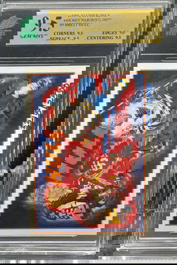 1991 upper deck Brett hull heroes auto 9.5