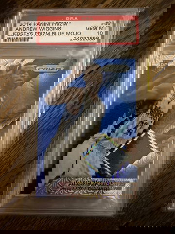 2014 Andrew Wiggins Panini Prizm Jeserys Prizm Blue Mojo PSA 10 Pop 1