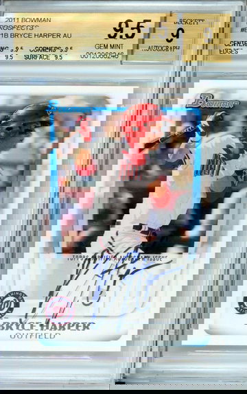 2011 Bowman Prospects Bryce Harper Auto Nationals Phillies TRUE GEM Mint BGS 9.5