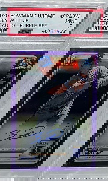2020 Bowman Chrome Bobby Witt Jr Purple Refractor Auto PSA 9 /250