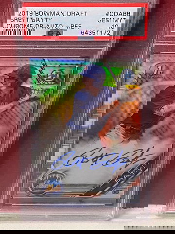 2019 Bowman Chrome Draft Brett Baty Silver REFRACTOR autograph! PSA 10! /499!