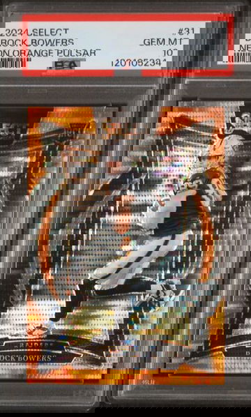 2024 Panini Select Brock Bowers Neon Orange Pulsar Rookie RC /7 PSA 10