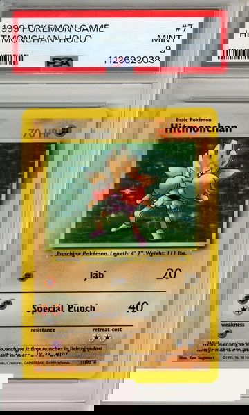 1999 POKEMON GAME HITMONCHAN-HOLO #7 PSA 9 MINT