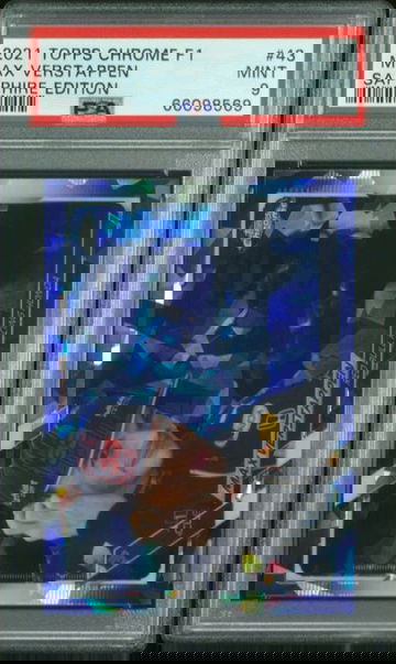 2021 TOPPS CHROME FORMULA 1 F1 SAPPHIRE #43 MAX VERSTAPPEN PSA 9 MINT