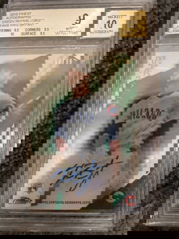 2015 Topps Finest Autographs Green Refractors #FAKB Kris Bryant RC BGS 9 Mint 1/99
