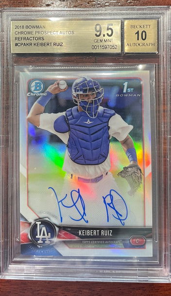 Keibert Ruiz 2018 Bowman chrome Refractor Rc rookie auto autograph # bgs 9.5 10