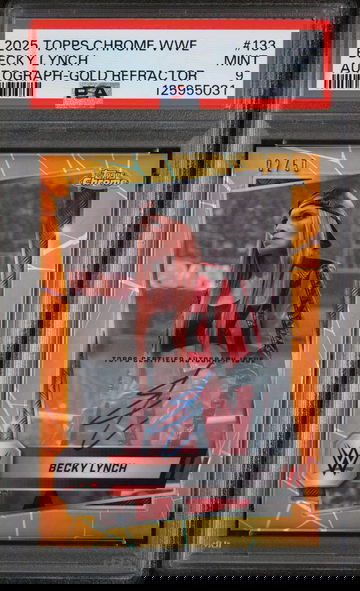 2025 Topps Chrome WWE Autograph-Gold Refractor Becky Lynch #133 /50 PSA 9