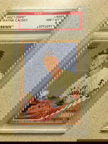 1962 Topps #496 Wayne Causey PSA 8 NM-MT ATHLETICS