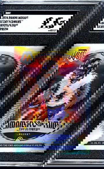 2024 Panini Mosaic #23 Zay Flowers Moments In Time Silver Prizm SGC 9.5