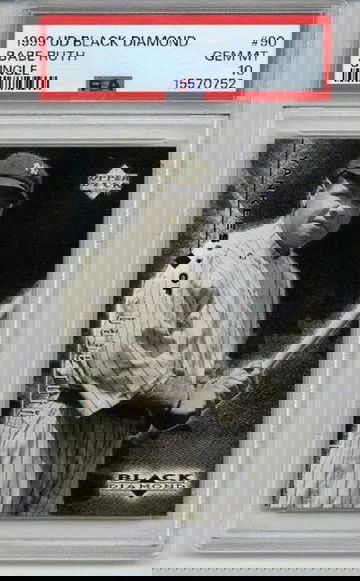 1999 UPPER DECK BLACK DIAMOND SINGLE #90 BABE RUTH CARD YANKEES PSA 10 LOW POP