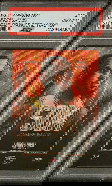 2024 Topps Now Chrome-Orange Refractor LeBron James #12 /25 PSA 8