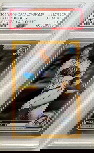 2020 Bowman Chrome Julio Rodriguez BCP175 Gold Refractor 39/50 PSA 10 Gem Mint