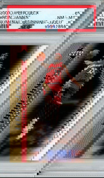 LEBRON JAMES 2003 Upper Deck Phenomenal Beginning GOLD #5 PSA 8 ROOKIE RC Cavs