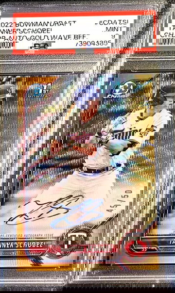 2022 Bowman Draft Chrome #CDATSL Tanner Schobel Auto Gold Wave /50 PSA 9 Twins