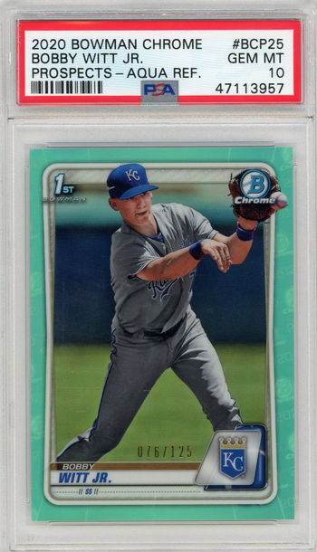 2020 Bowman Chrome Bobby Witt Jr Aqua Refractor /125 PSA 10 #BCP25