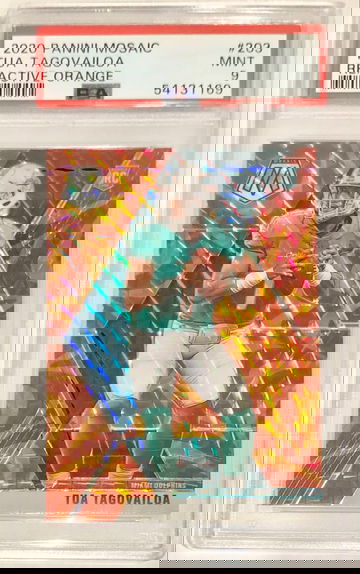2020 Tua Tagovailoa Mosaic Orange Reactive Prizm #203 PSA 9