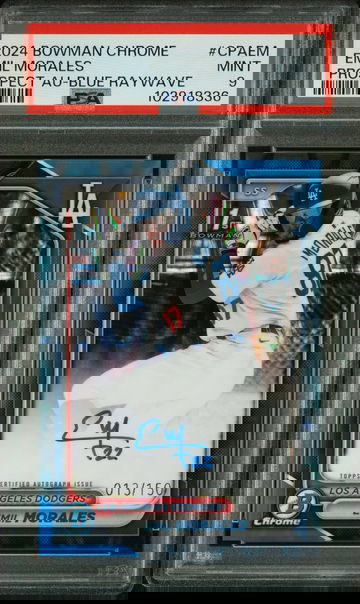 2024 Chrome Prospect Autographs Blue Raywave Refractors Emil Morales #CPAEM /150 PSA 9