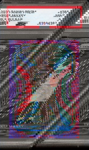 2020-21 Tyrese Maxey Panini Prizm Purple Pulsar Rookie /35 PSA 9 #256 RC SP