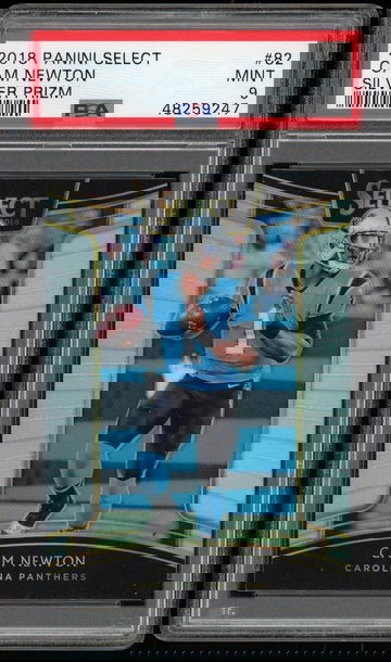 2018 Select #82 Cam Newton Silver Prizm PSA 9