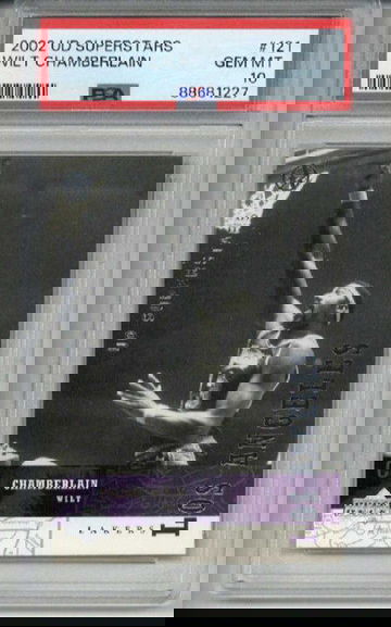 2002 UPPER DECK SUPERSTARS #121 WILT CHAMBERLAIN CARD LAKERS PSA 10 LOW POP