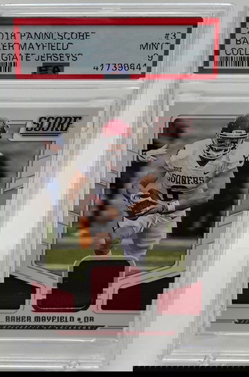 2018 Panini Score Baker Mayfield Collegiate Jerseys PSA 9