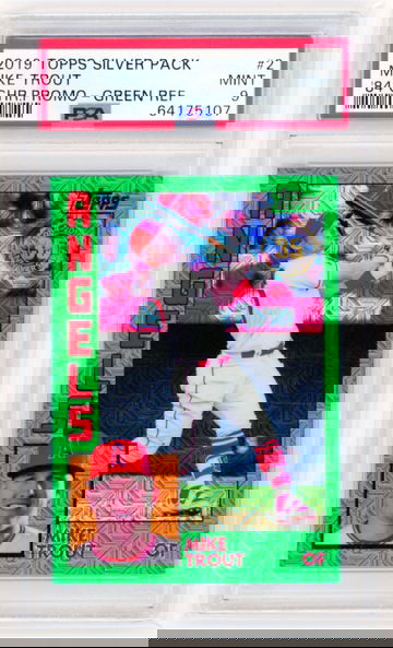 2019 Topps Silver Pack #2 Mike Trout '84 Chrome Promo-Green Refractor PSA 9 MINT!