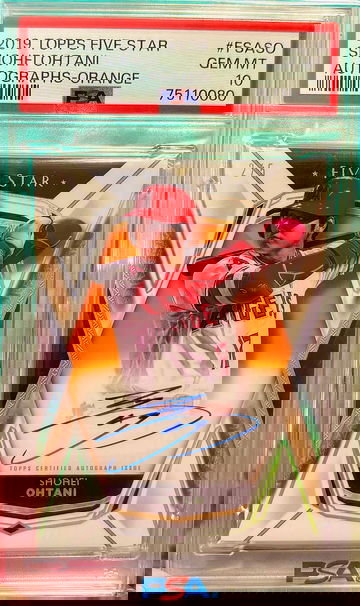 Shohei Ohtani AUTO! On-Card! Numbered to 5! 2019 Topps Five Star Orange Refractor in a PSA Gem Mint 10! POP 1!