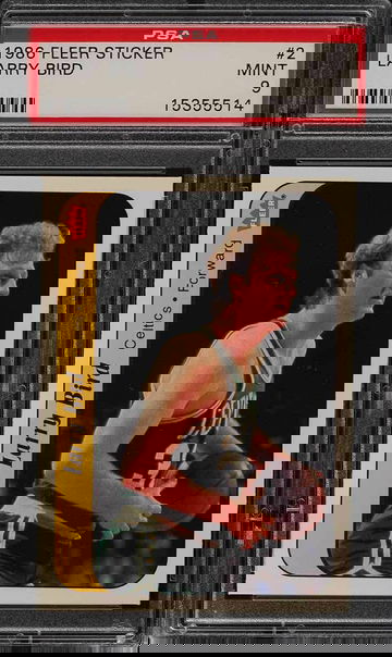 Larry Bird 1986 Fleer Sticker PSA 9