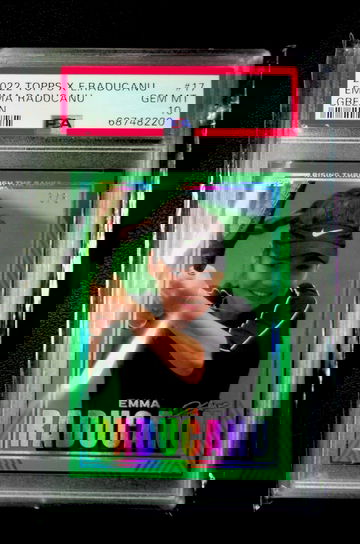2022 TOPPS x EMMA RADUCANU #17, Green Parallel SSP 3/6, PSA 10 Gem Mint