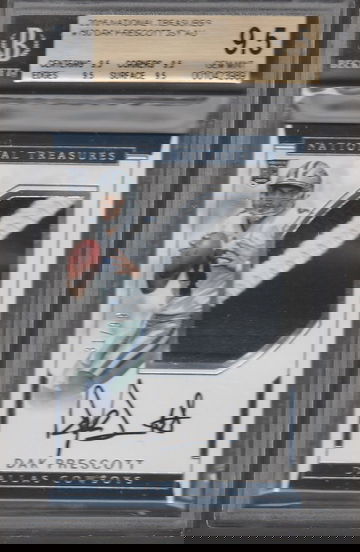 BGS 9.5 Dak Prescott 2016 Panini National Treasures #130 RPA Jersey Auto /99 RC Rookie Dallas Cowboys Quad Subs