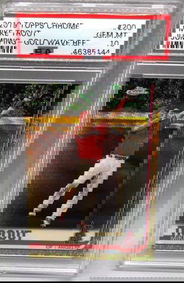 Mike Trout Topps Chrome 2018 Gold Wave 4/50