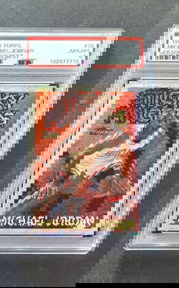 1996 TOPPS SEASON'S BEST STICKY FINGERS #18 MICHAEL JORDAN PSA 8 NM-MT