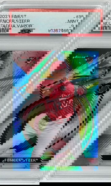 2023 Topps Finest Spencer Steer Blue/Aqua Vapor /250 PSA 9