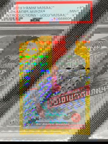 2019-20 Panini Mosaic De'Andre Hunter Rookie Introductions Gold /10 PSA 9 Mint