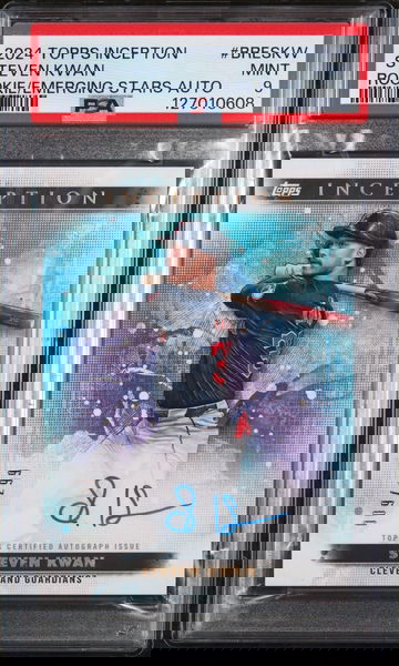 2024 Topps Inception Base Rookie and Emerging Star Autographs Steven Kwan #BRESKW /299 PSA 9