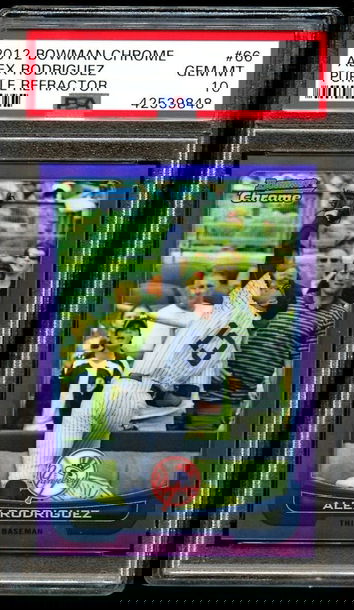 2012 Bowman Chrome Alex Rodriguez Purple Refractor PSA 10 Gem Mint #66